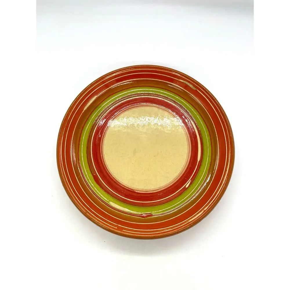 Pier 1 Via Hand Painted Set of 2 Terracotta Dinner Plates Portugal